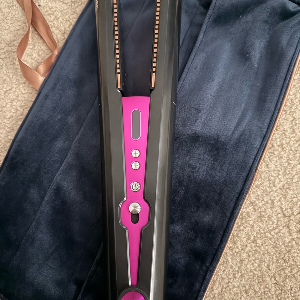 Dyson Black and Pink Hair Straightener with Blue Case